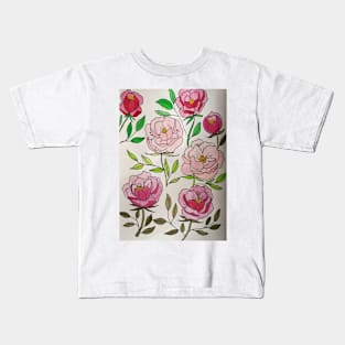 Pink Peonies Kids T-Shirt